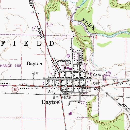 Topographic Map of Township School, IN