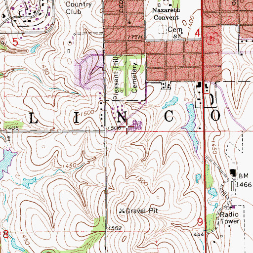 Topographic Map of Cloud County Community College, KS