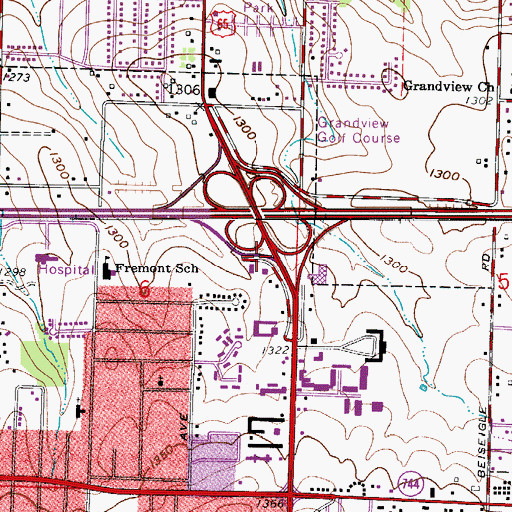 Topographic Map of Interchange 80 A - B, MO