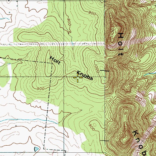 Topographic Map of Holt Knobs, TN