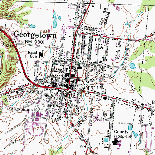Topographic Map of Georgetown Post Office, OH