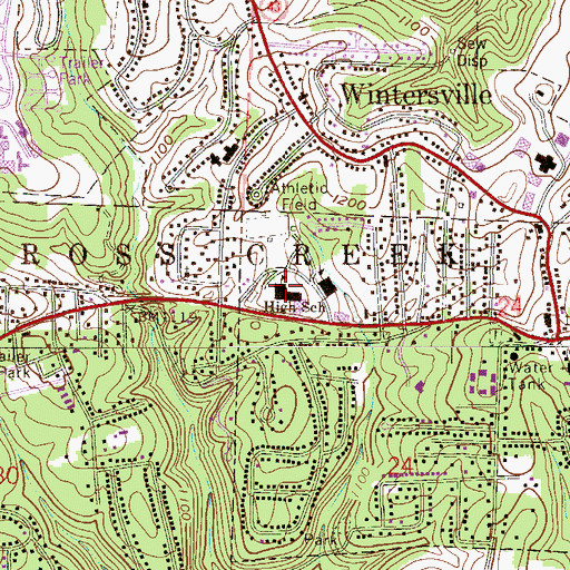 Topographic Map of Cross Creek Memorial Building, OH