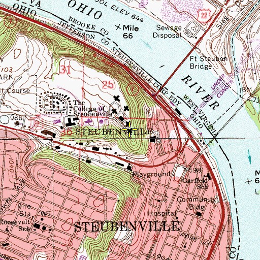 Topographic Map of Trinity Hall, OH