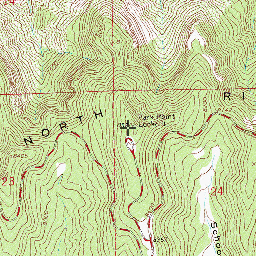 Topographic Map of Park Point, CO