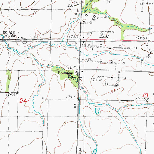 Topographic Map of Padon Cemetery, IL