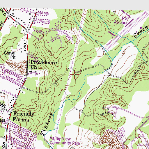 Topographic Map of Old Ford Hills, MD
