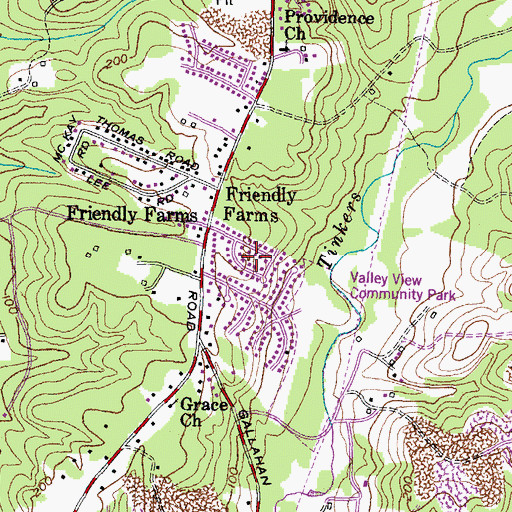 Topographic Map of Valley View, MD