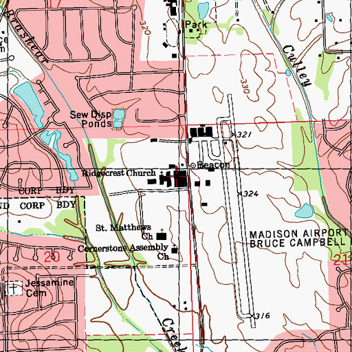 Topographic Map of Ridgecrest Church, MS