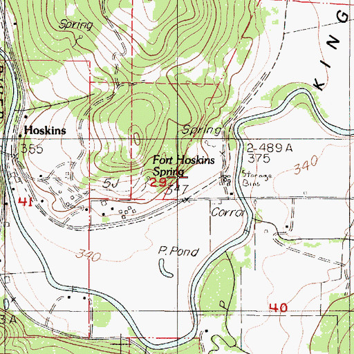 Topographic Map of Fort Hoskins Historic County Park, OR