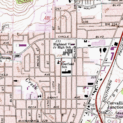 Topographic Map of Garfield City Park, OR