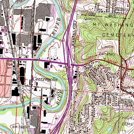 Topographic Map of Interchange 60, MO