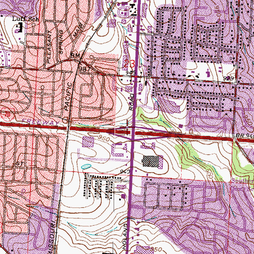 Topographic Map of Interchange 12, MO