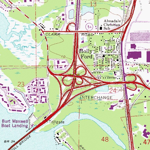 Topographic Map of Interchange 124, FL