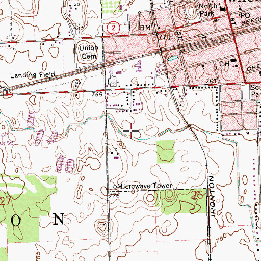 Topographic Map of Homecoming Park, OH