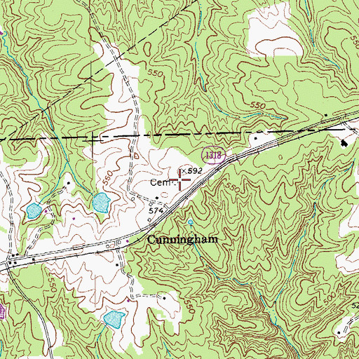Topographic Map of Cunningham Cemetery, NC