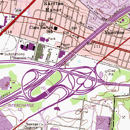 Topographic Map of Interchange 10, NJ