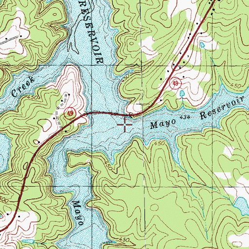 Topographic Map of Donaldson Creek, NC
