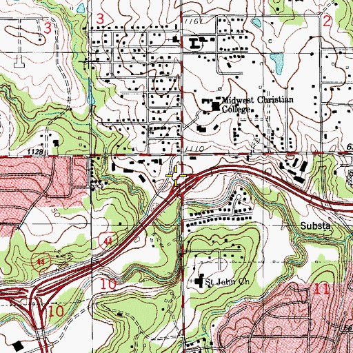 Topographic Map of Interchange 128B, OK