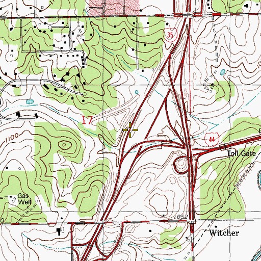 Topographic Map of Interchange 138A, OK