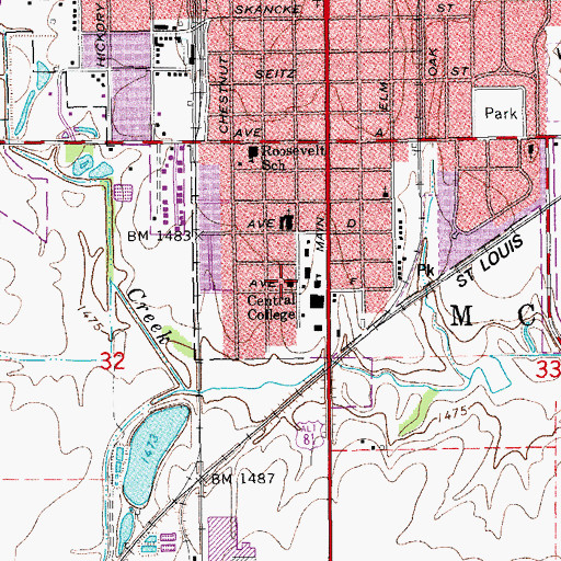 Topographic Map of Central Christian College of Kansas Broadhurst Student Center, KS