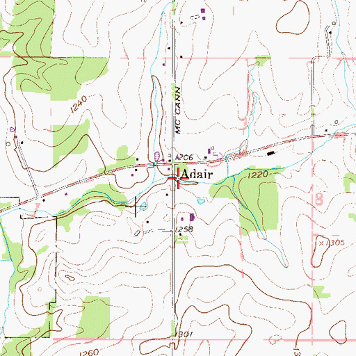 Topographic Map of Adair Post Office (historical), OH