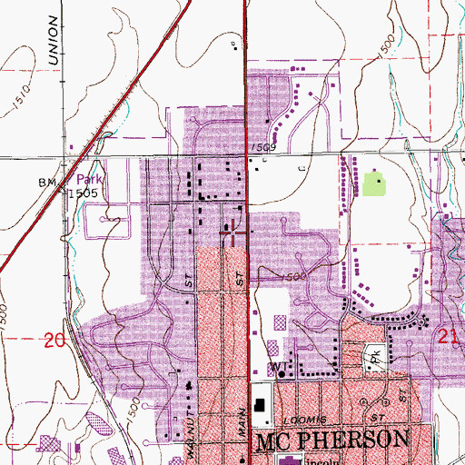 Topographic Map of McPherson Abundant Life Church of the Nazarene, KS