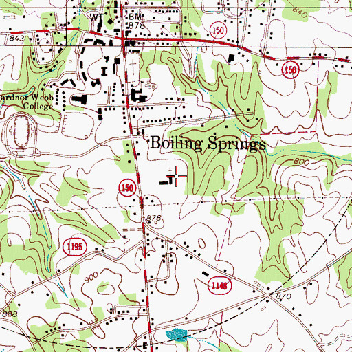 Topographic Map of Boiling Springs Baptist Church, NC