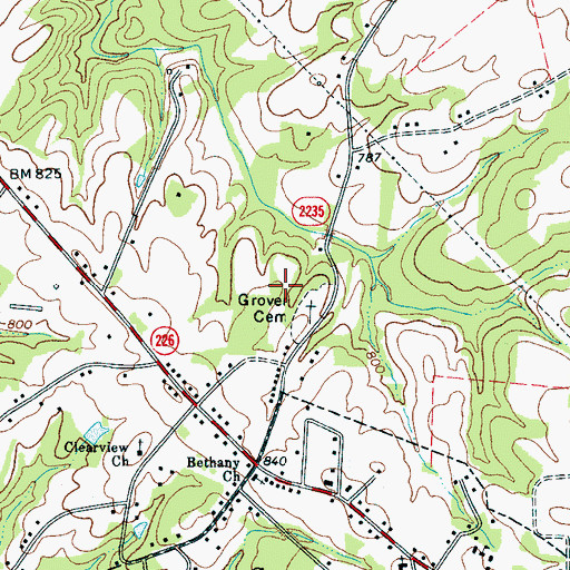 Topographic Map of Grove Church (historical), NC