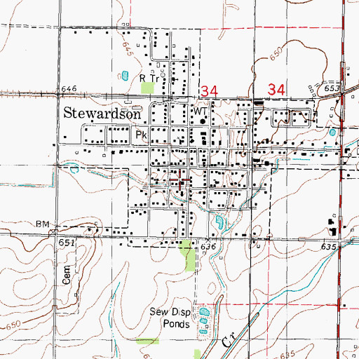 Topographic Map of Stewardson United Methodist Church, IL