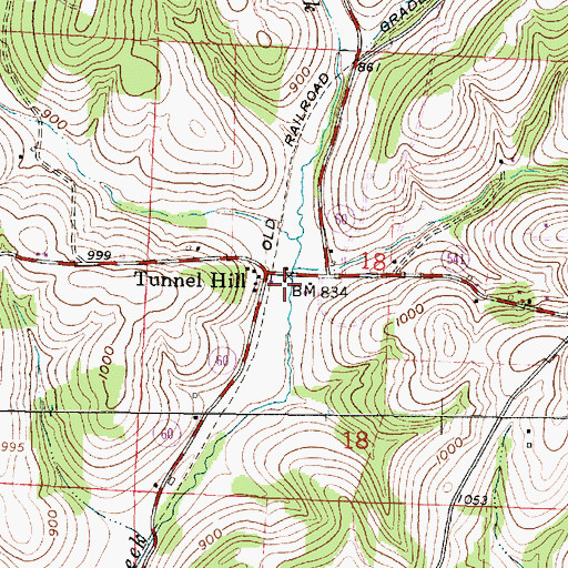 Topographic Map of Tunnel Hill Post Office (historical), OH