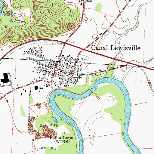 Topographic Map of Canal Lewisville Post Office (historical), OH