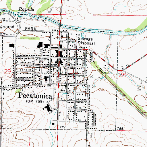 Topographic Map of First Lutheran Church, IL