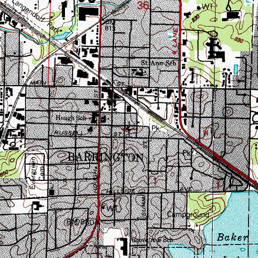 Topographic Map of Community Church of Barrington, IL