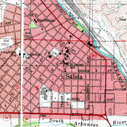 Topographic Map of Saint Joseph School, CO