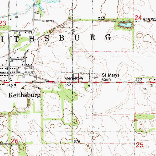 Topographic Map of Keithsburg Cemetery, IL