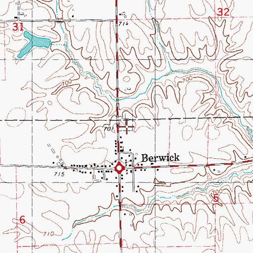 Topographic Map of Berwick Cemetery, IL