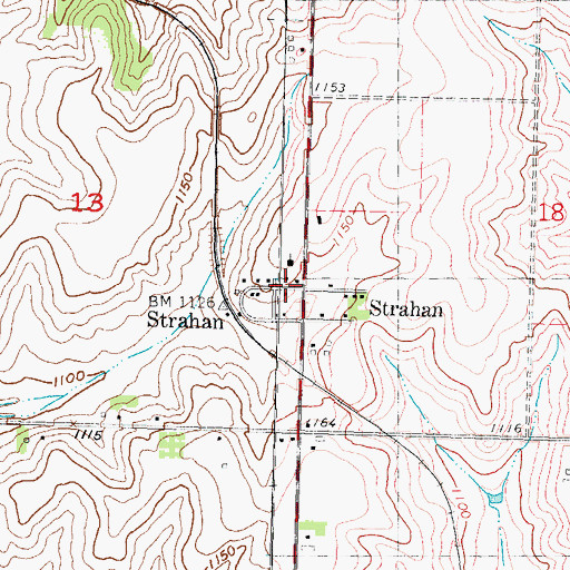 Topographic Map of Strahan Post Office (historical), IA