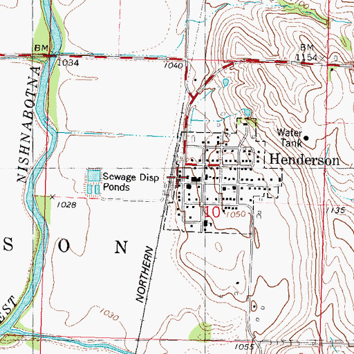 Topographic Map of Henderson Christian Church, IA