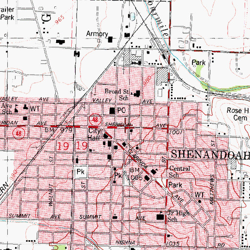 Topographic Map of Greater Shenandoah Historical Museum, IA