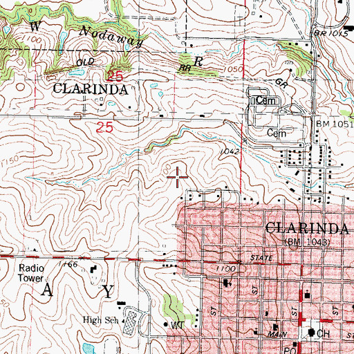 Topographic Map of Clarinda Lutheran School, IA