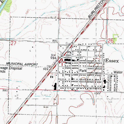 Topographic Map of Essex City Hall, IA
