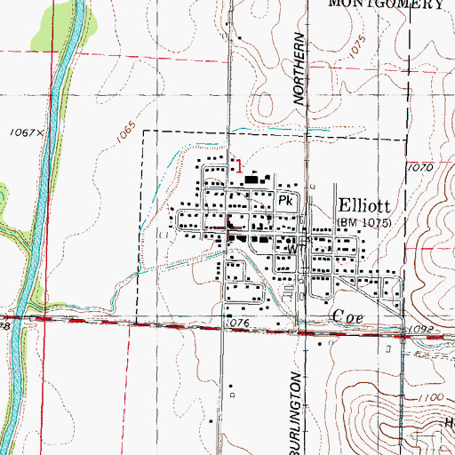 Topographic Map of Elliott Post Office, IA