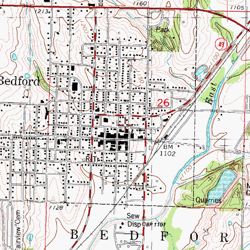 Topographic Map of Bedford Fire Department, IA