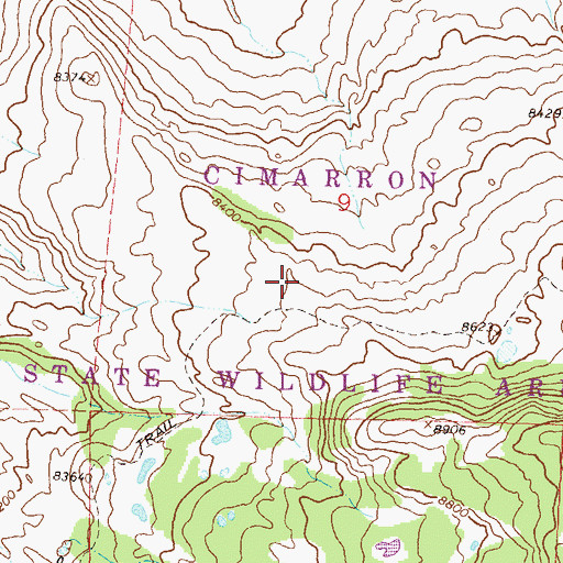 Topographic Map of Cimarron State Wildlife Area, CO