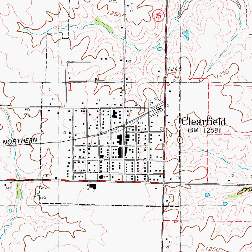 Topographic Map of Clearfield (historical), IA