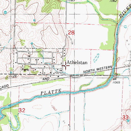 Topographic Map of Athelstan Post Office (historical), IA
