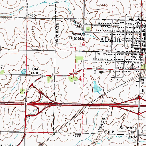 Topographic Map of Jesse James Historical Park, IA