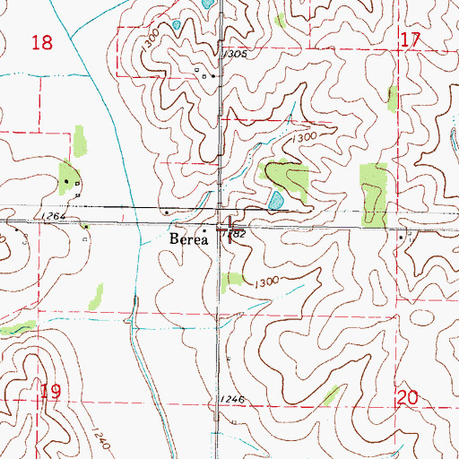 Topographic Map of Berea Post Office (historical), IA