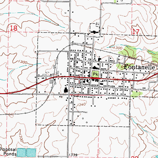 Topographic Map of Fontanelle Police Department, IA