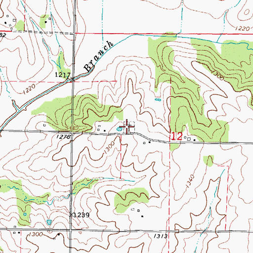 Topographic Map of Bryant Cemetery, IA